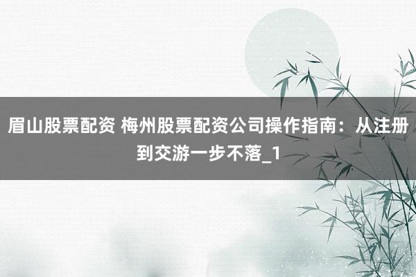 眉山股票配资 梅州股票配资公司操作指南：从注册到交游一步不落_1